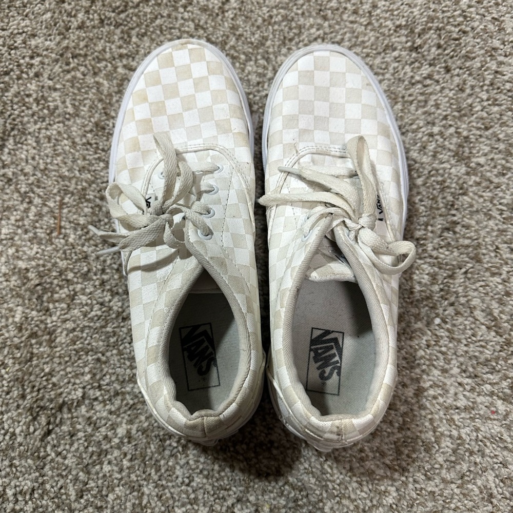 Vans Cream Checkered Sneakers